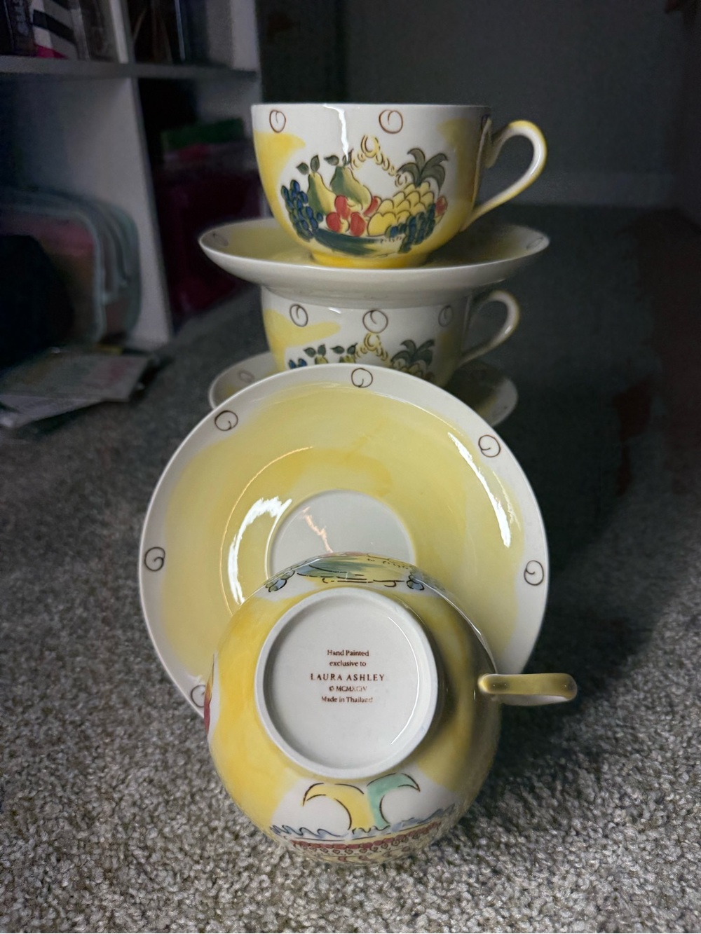 Laura Ashley Yellow Fruit Motif Teacup and Saucer Set